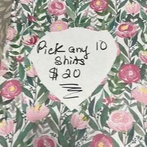 Pick any 10 shirts women / kids $20
